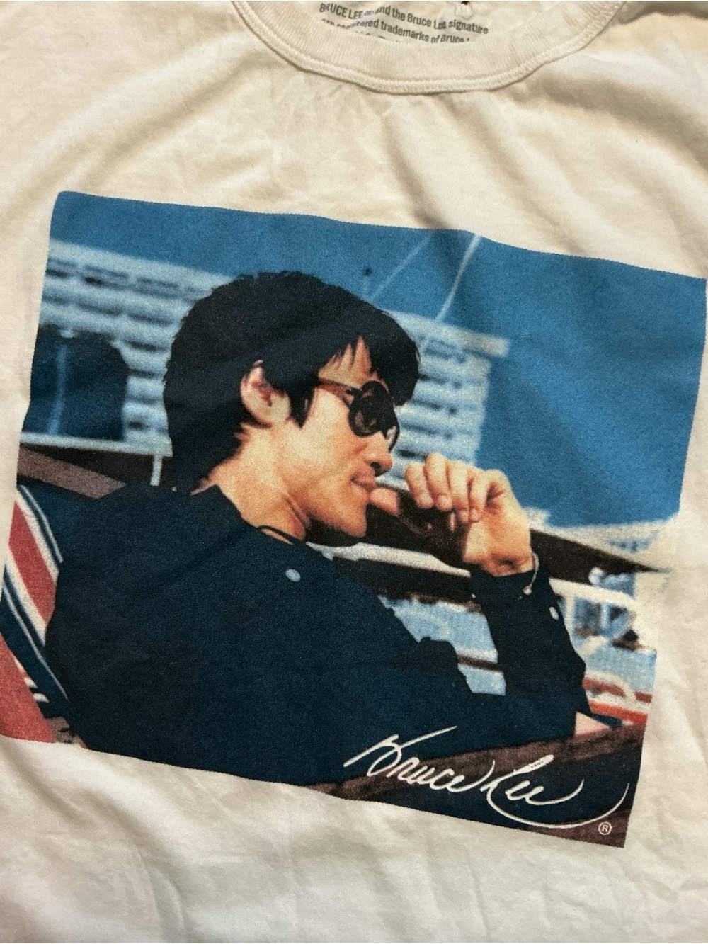 Tailgate Bruce Lee Sunglasses Shades Martial Arts White Graphic S/S T-Shirt